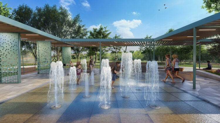 Сухой фонтан 16 струй 7х7 метров Сухой фонтан 16 струй 7х7 метров